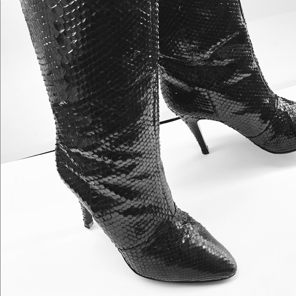 La Marca Vintage Black Snakeskin Boots